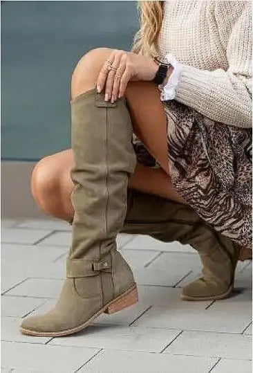 Botas de ante para mujer con cremallera