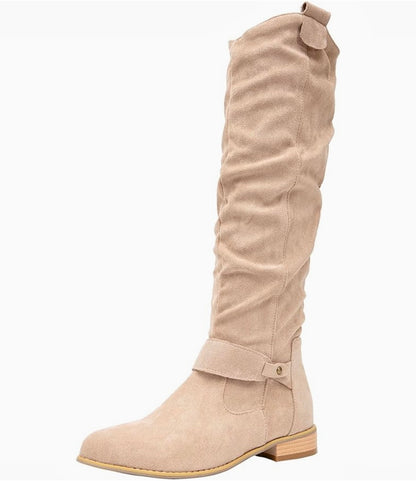 Women's suede boots with zipper