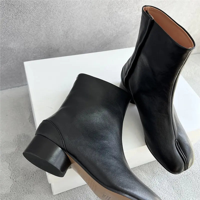 Unique Autumn Winter Tabi Split-Toe Ankle Boots