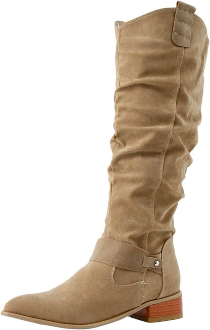 Women's suede boots with zipper