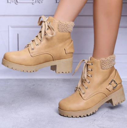 Women's Mid-Calf Chunky Heel Snow Boots