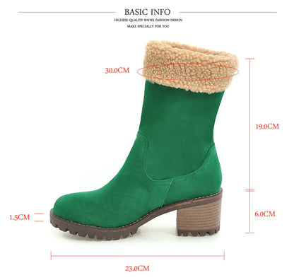 Women's Winter New Suede High Heel Mid-Calf Boots
