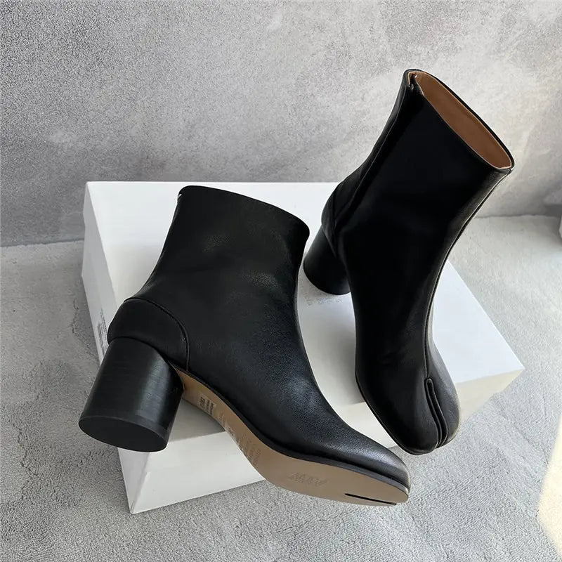 Unique Autumn Winter Tabi Split-Toe Ankle Boots