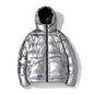 Men's Shiny Puffer Jacket with Hood - Casual Winter Coat
