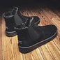 Men's leather ankle boots with warm fur lining for winter.