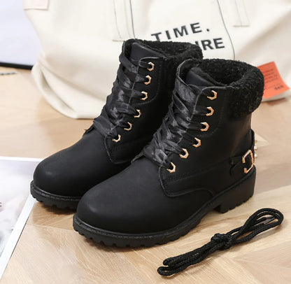 Women's Mid-Calf Chunky Heel Snow Boots