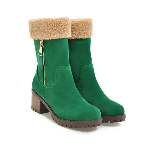 Winter New Suede High Heel Mid-Calf Women's Boots