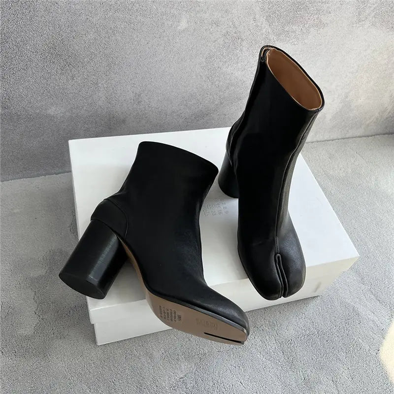 Unique Autumn Winter Tabi Split-Toe Ankle Boots
